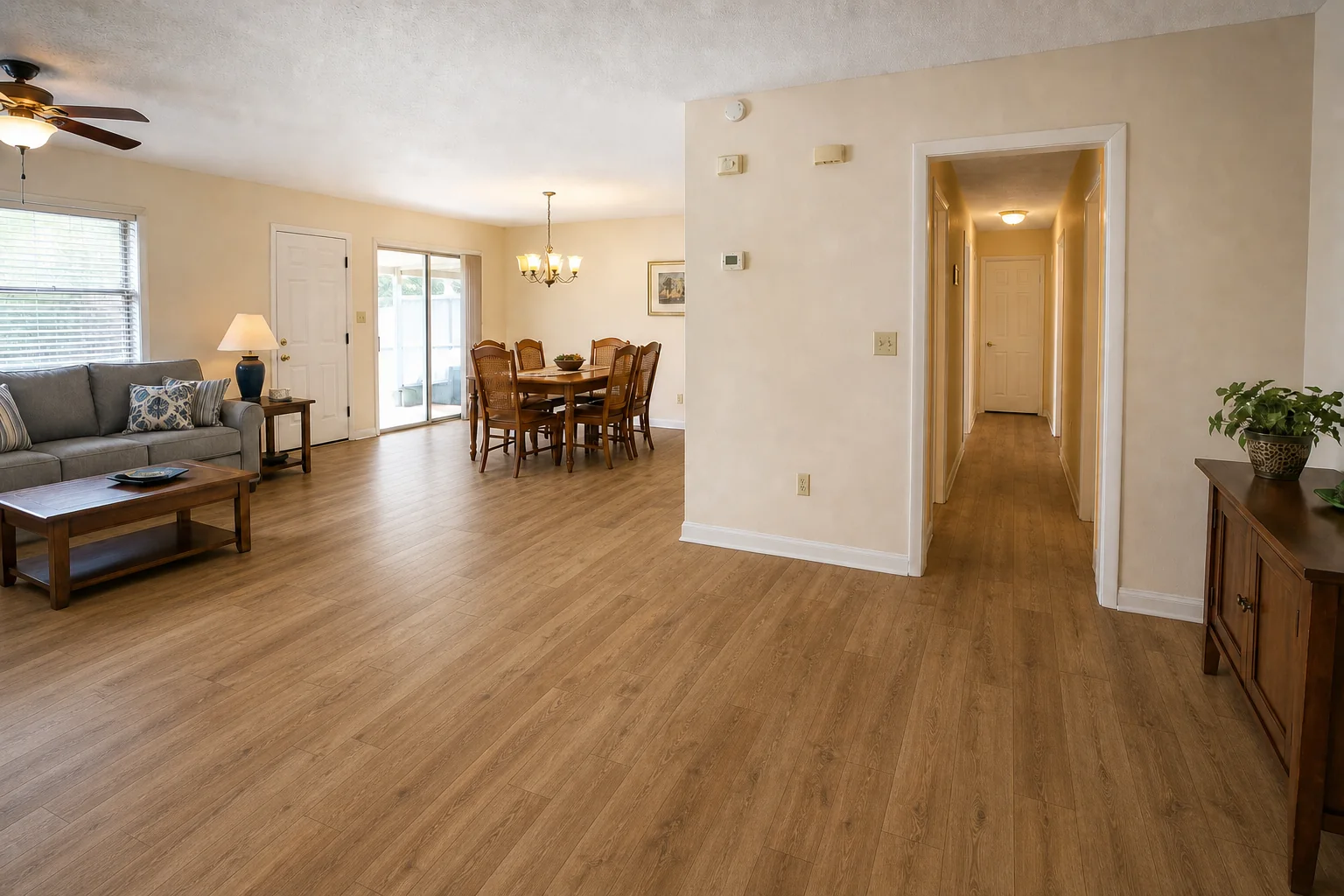 After luxury vinyl plank flooring installation in Titusville FL using Gunstock Oak style Random Stagger flooring