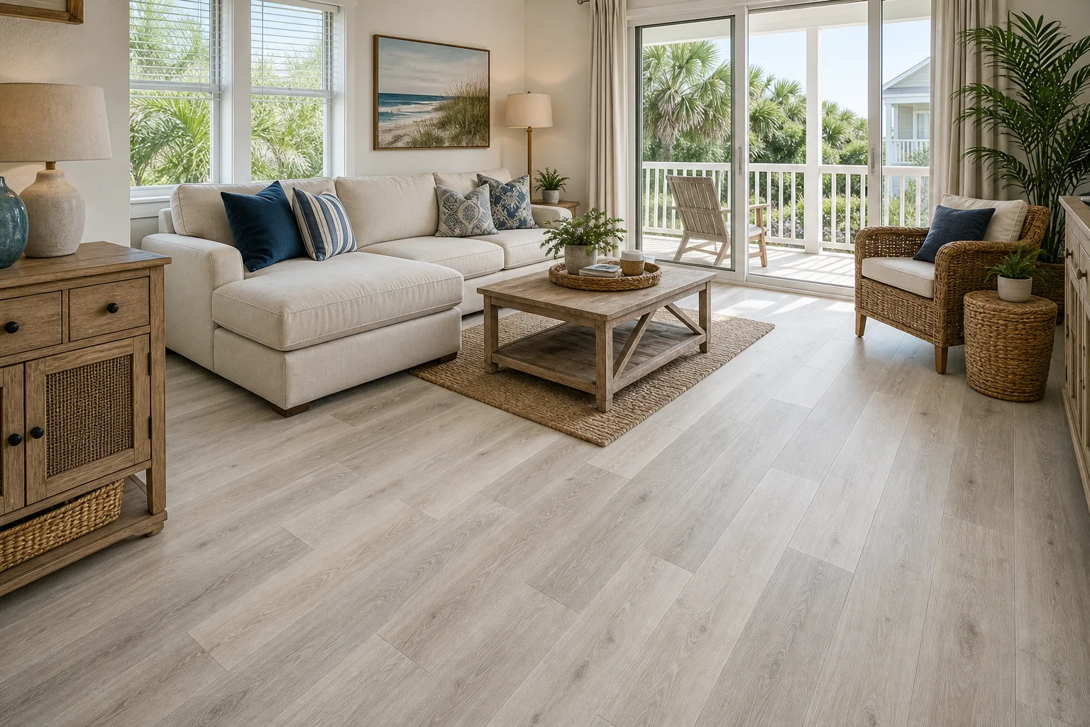 Amelia Island rental with light random-stagger LVP Vinyl Plank Flooring