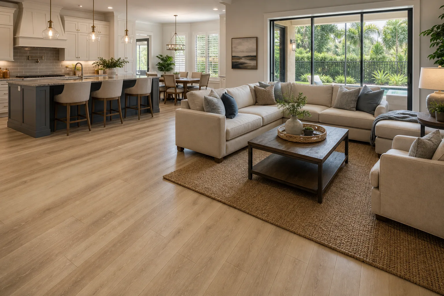 Orlando family home with warm straight-lay LVP Vinyl Plank Flooring