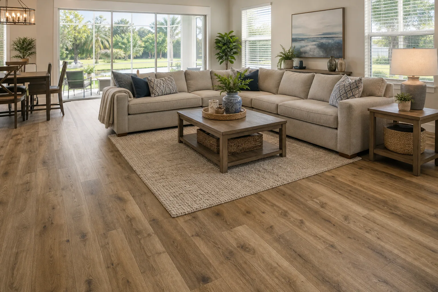Palm Bay family home with warm random-stagger LVP Vinyl Plank Flooring