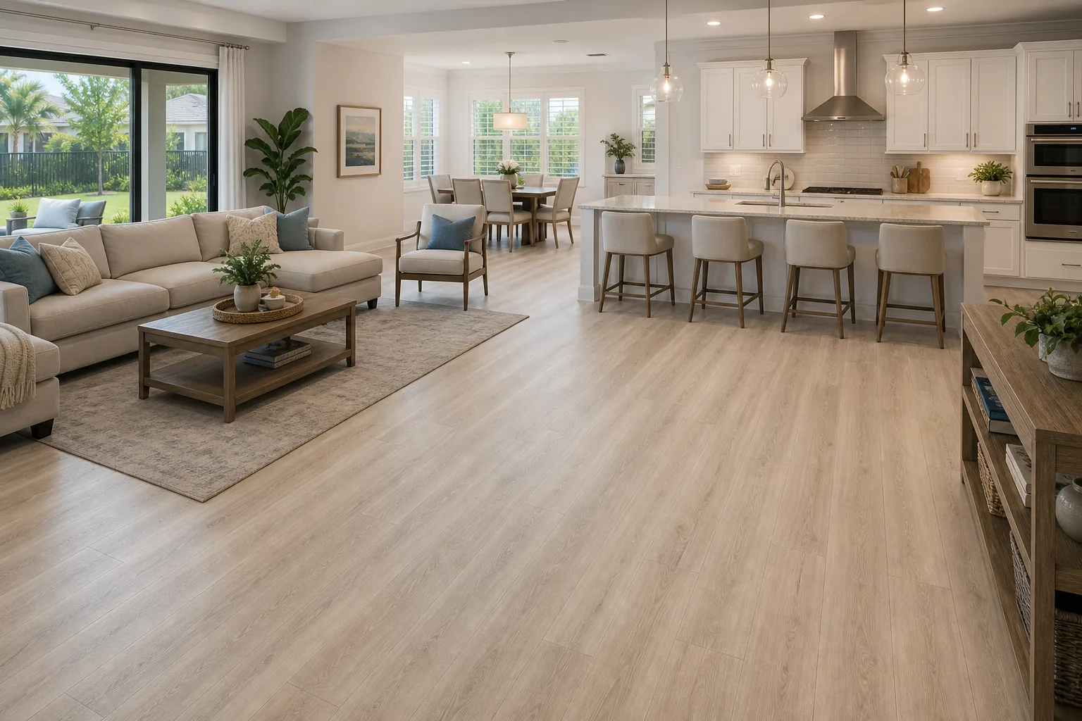 Viera planned-community home with light straight-lay LVP Vinyl Plank Flooring