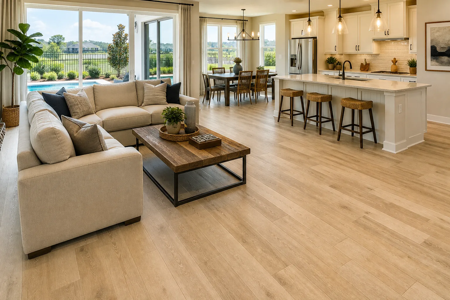 Winter Garden family home with light random-stagger LVP Vinyl Plank Flooring