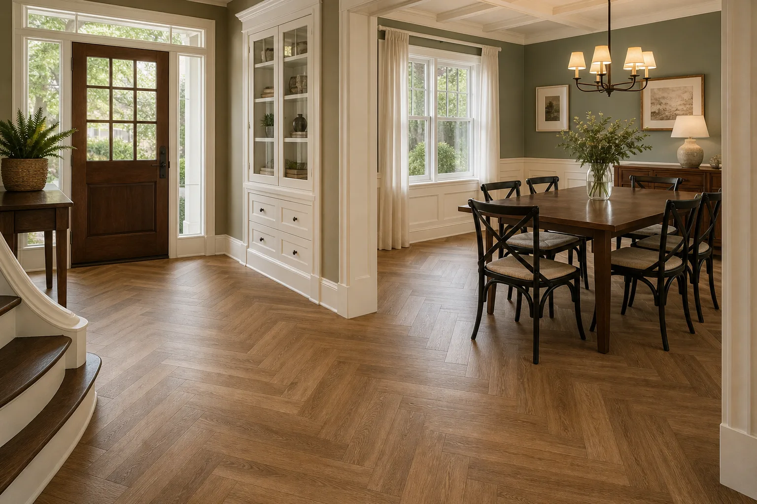 Winter Park character home with warm herringbone LVP Vinyl Plank Flooring
