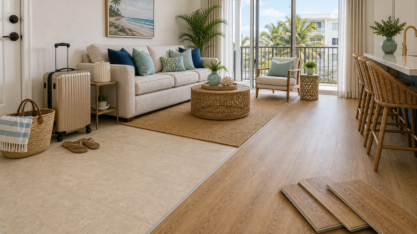 Cape Canaveral Tile-to-Plank Conversion scene for Cape Canaveral, Florida with luxury vinyl plank flooring