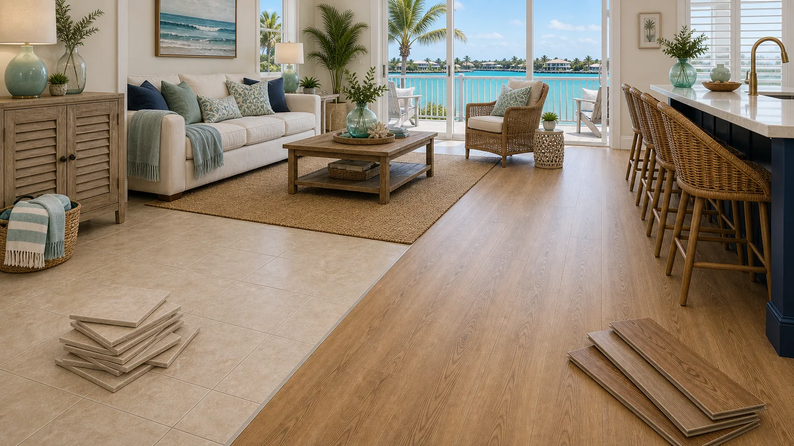 Florida Keys Tile-to-Plank Conversion scene for Florida Keys with LVP Vinyl Plank Flooring