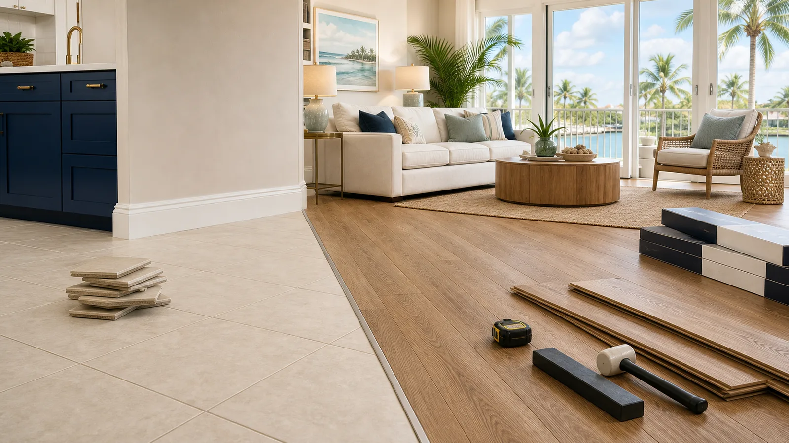 Tile-to-Plank Conversion scene with LVP Vinyl Plank Flooring