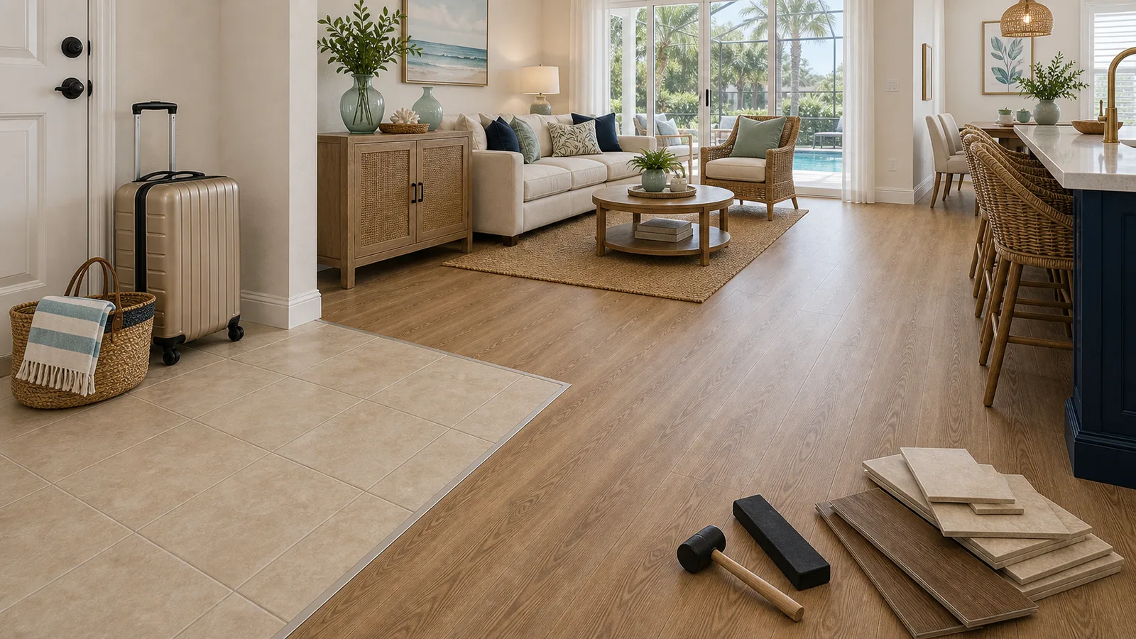 Kissimmee Tile-to-Plank Conversion scene for Kissimmee, Florida with LVP Vinyl Plank Flooring