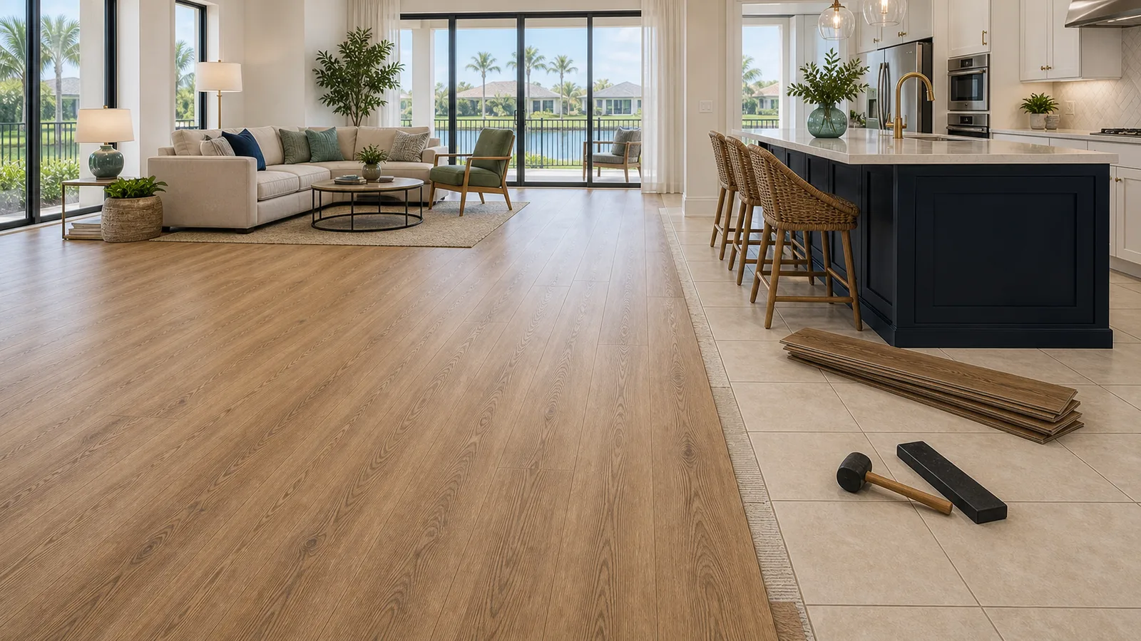 Lake Nona Tile-to-Plank Conversion scene for Lake Nona, Florida with LVP Vinyl Plank Flooring