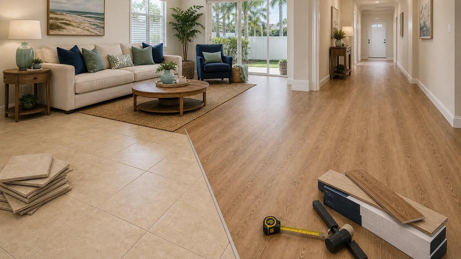 Palm Bay Tile-to-Plank Conversion scene for Palm Bay, Florida with LVP Vinyl Plank Flooring