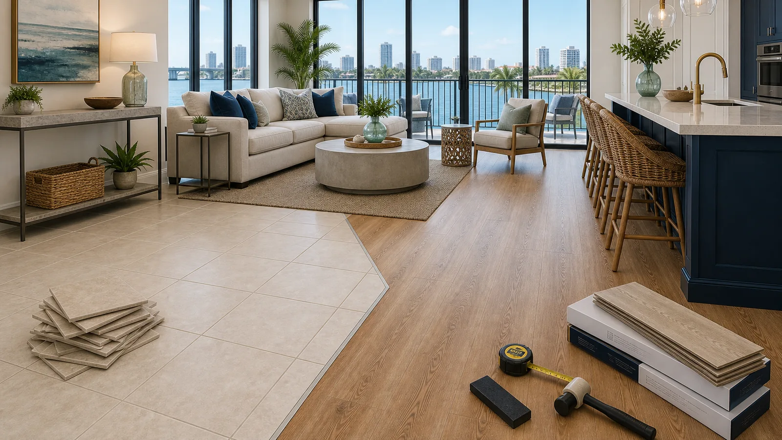 Tampa Bay Tile-to-Plank Conversion scene for Tampa Bay, Florida with LVP Vinyl Plank Flooring