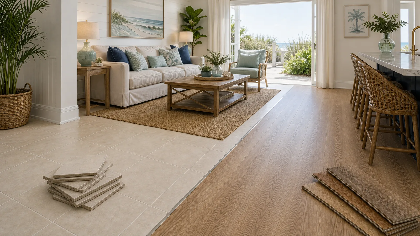 Vero Beach Tile-to-Plank Conversion scene for Vero Beach, Florida with LVP Vinyl Plank Flooring