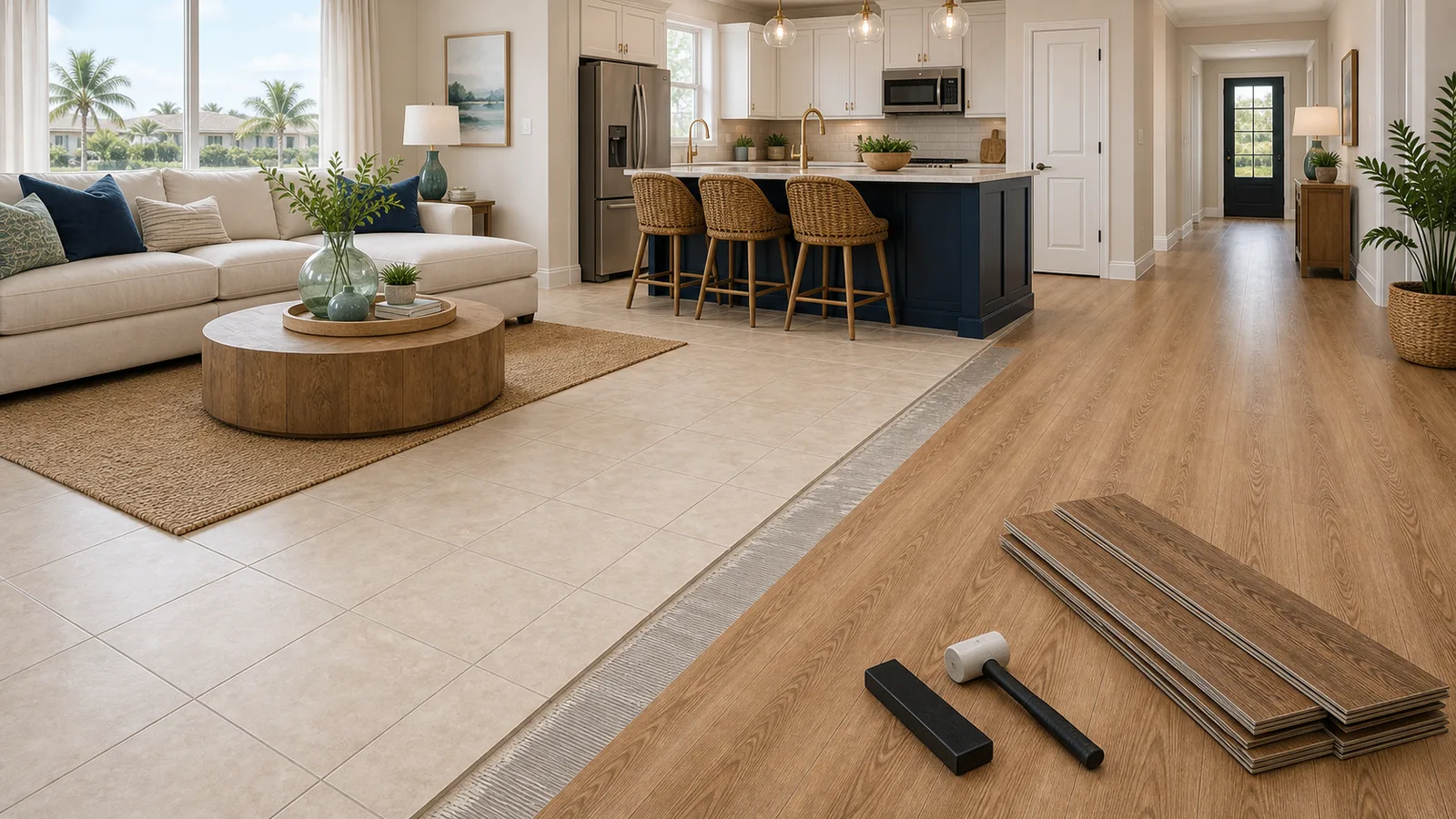 Viera Tile-to-Plank Conversion scene for Viera, Florida with LVP Vinyl Plank Flooring