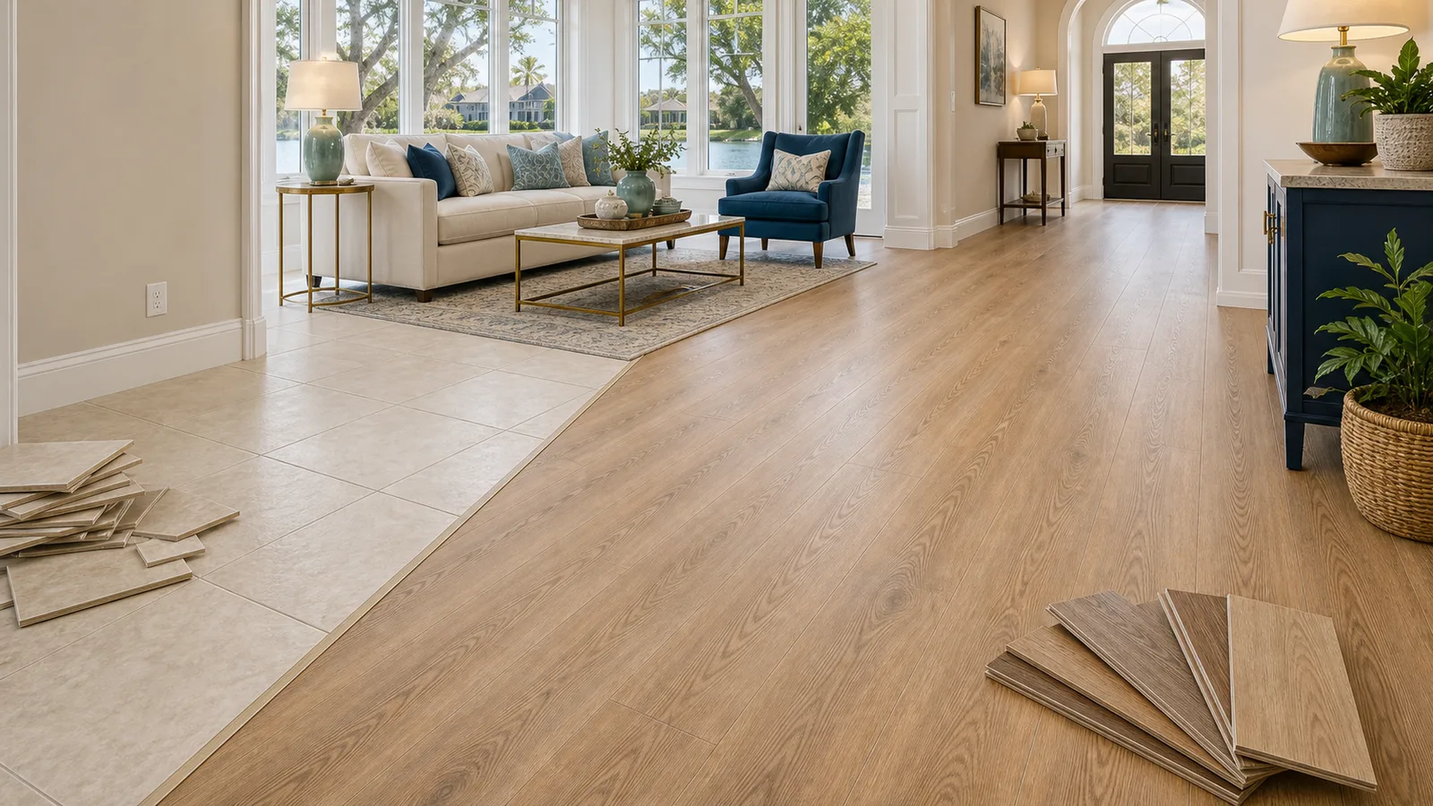 Windermere Tile-to-Plank Conversion scene for Windermere, Florida with LVP Vinyl Plank Flooring