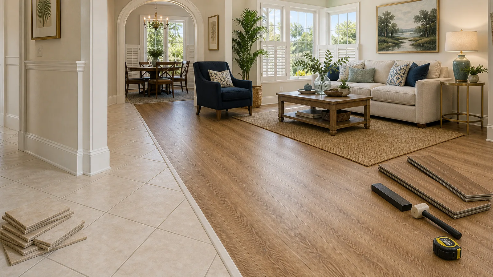 Winter Park Tile-to-Plank Conversion scene for Winter Park, Florida with LVP Vinyl Plank Flooring