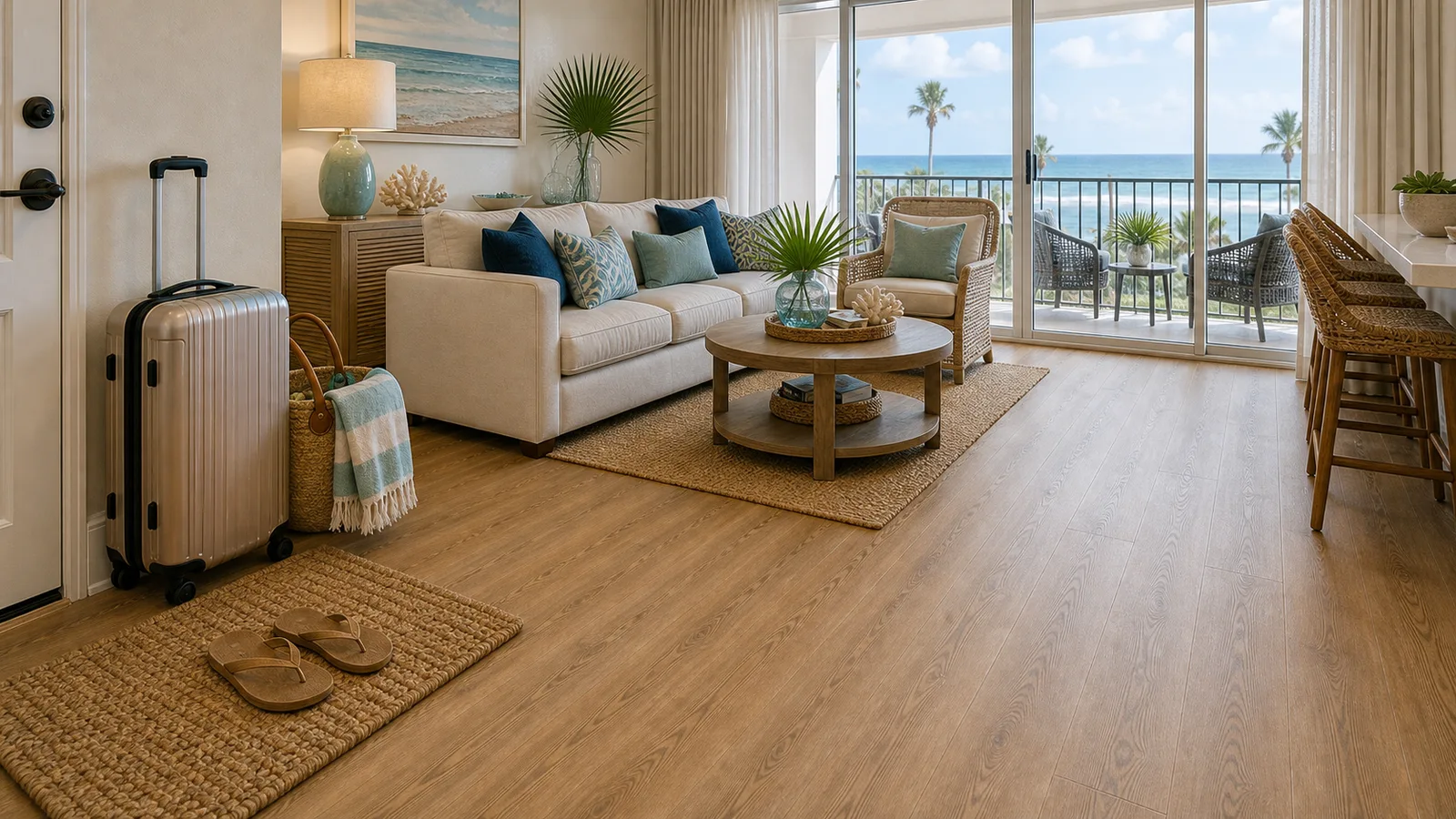 Cocoa Beach Rental Flooring Upgrades scene for Cocoa Beach, Florida with LVP Vinyl Plank Flooring