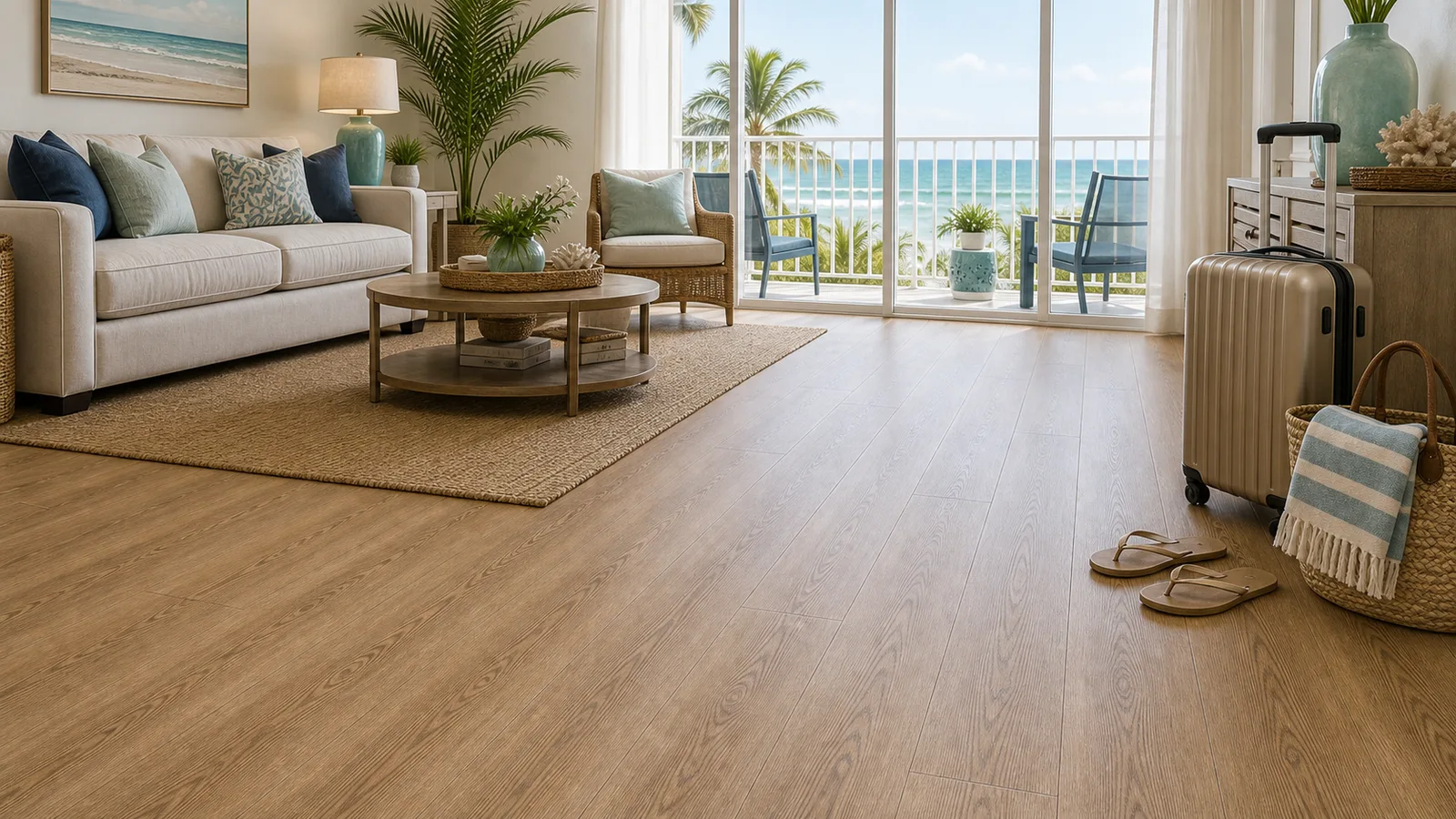 Cocoa Beach Waterproof LVP scene for Cocoa Beach, Florida with LVP Vinyl Plank Flooring