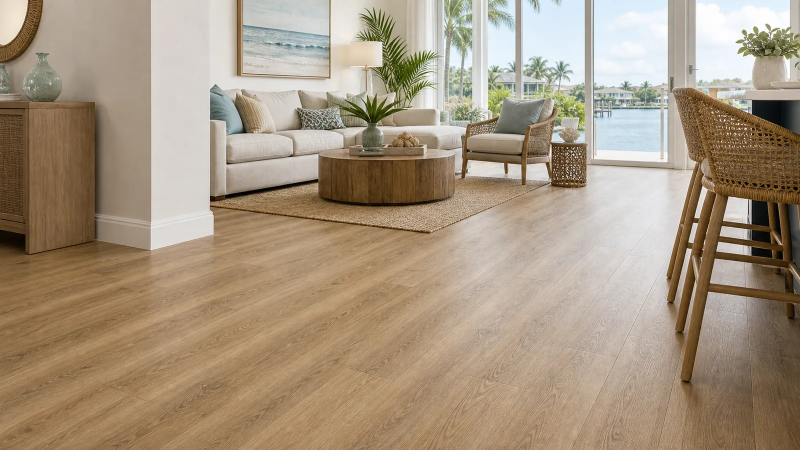 Premium Florida coastal home with warm LVP Vinyl Plank Flooring